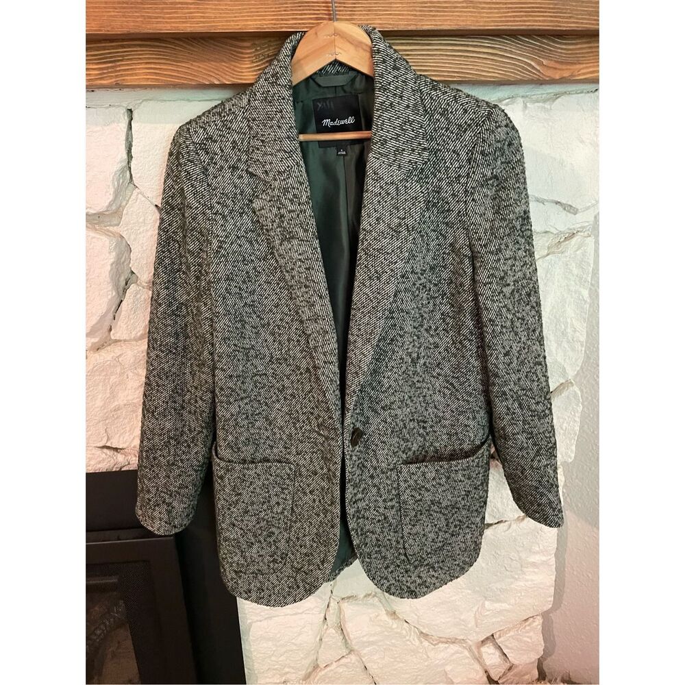 Madewell Womens Gray Heather Notch Lapel Single Breasted Blazer Size Small